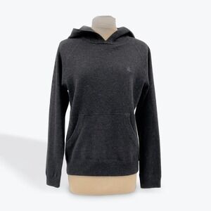 Ralph Lauren LAUREN Petite Women Gray Merino Wool Blend Hoodie Sweater